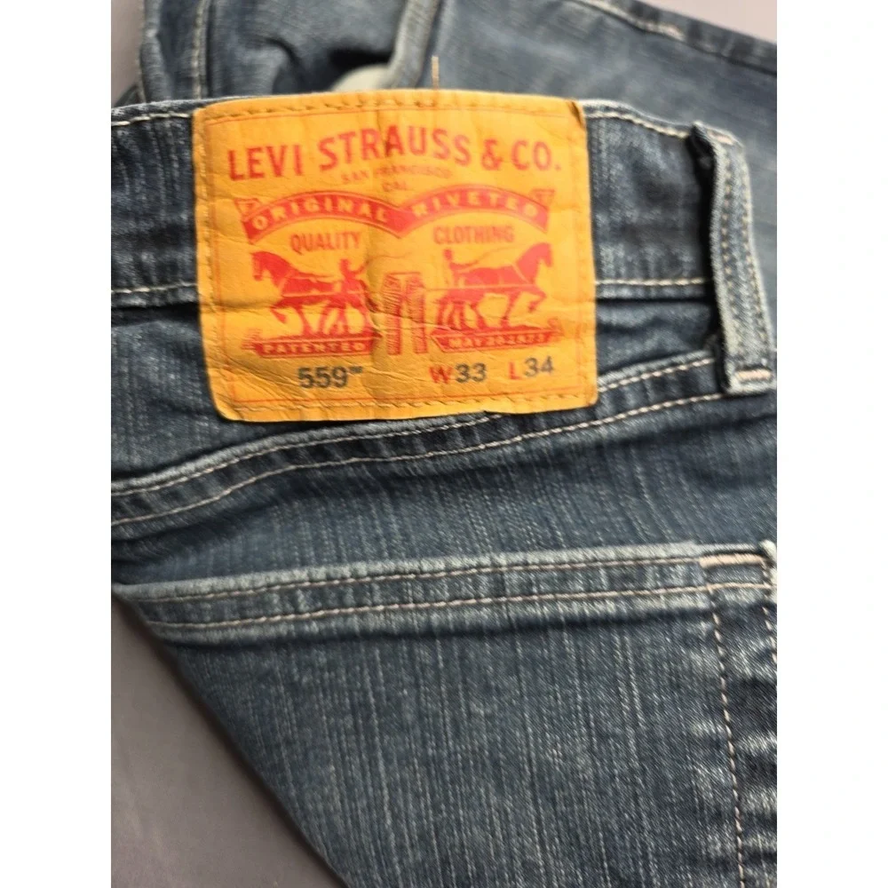 Levi 559 Jeans Mens 32x30 Blue Dark Wash Denim Straight Leg Relaxed Fit